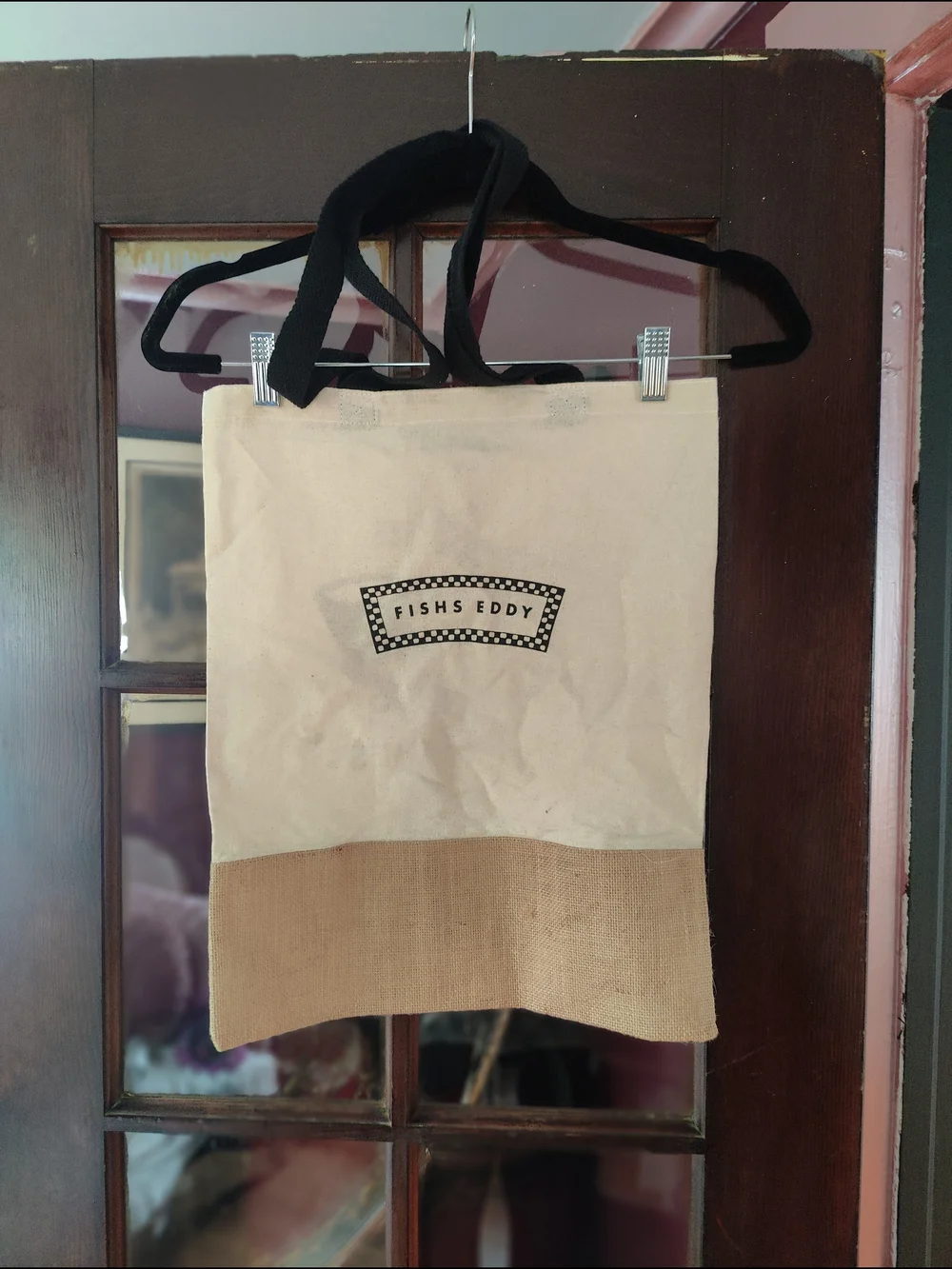 Canvas Kitchen Tote Bag with 'We Do Dishes' Print - Natural